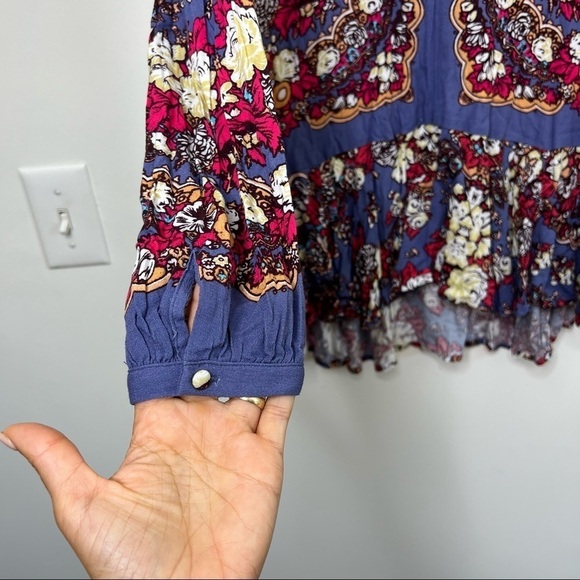 Free People Paisley Floral Printed Long Sleeve Flowy Tunic Dress - Picture 8 of 10